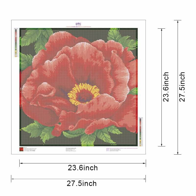 Scarlet Bloom Elegance Diamond Painting Kit size options | DYC
