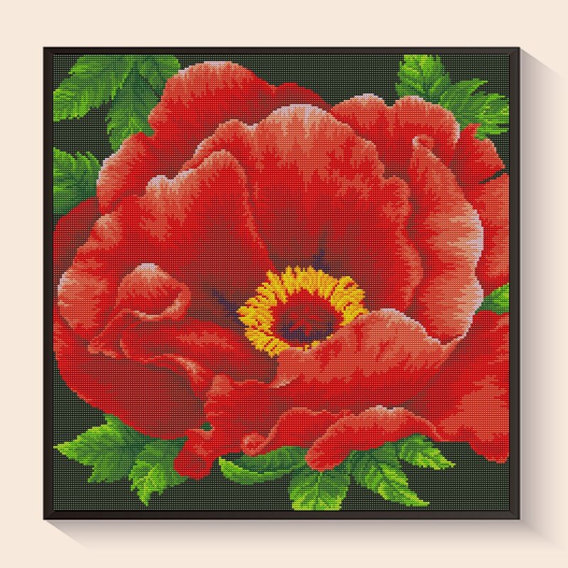 Scarlet Bloom Elegance Flower Diamond Painting Kit – Crimson floral art | DYC