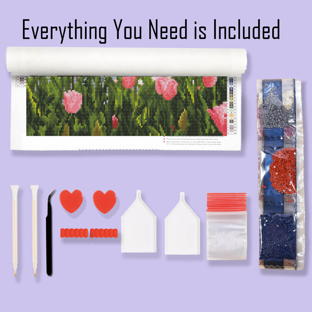Complete diamond painting kit – Sea of Tulips with tools by DYC
