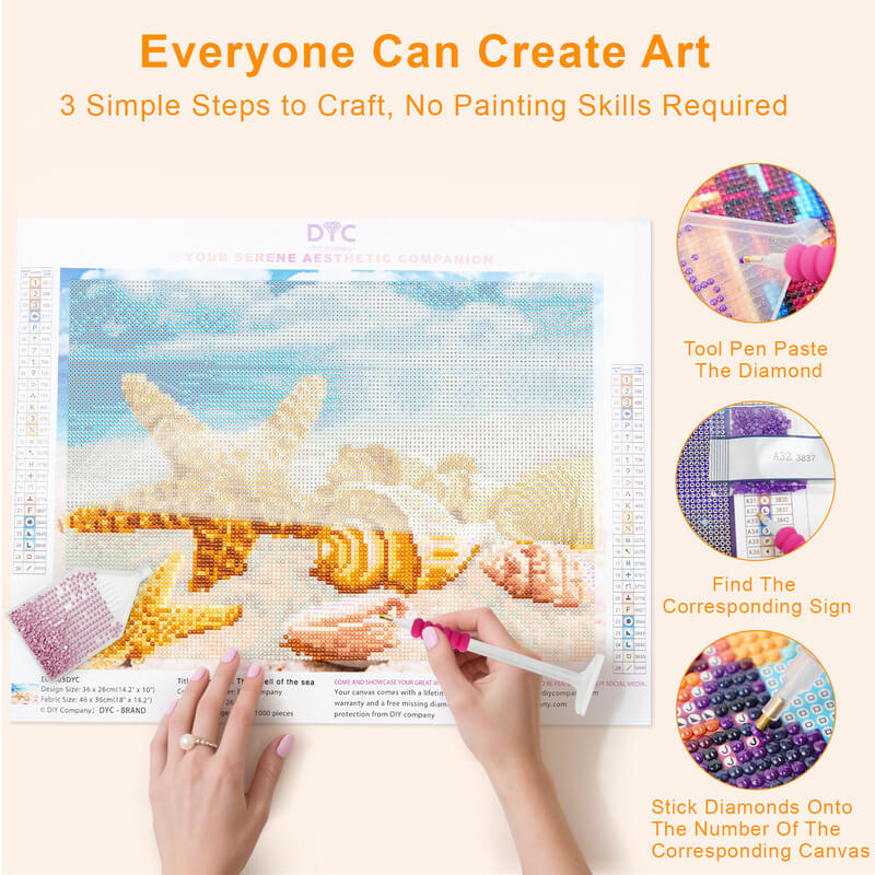 DIY steps for seaside starfish diamond painting kit – DYC