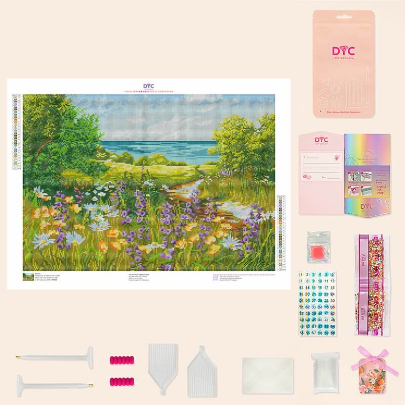 Complete diamond painting kit – Seaside Wildflowers with tools by DYC