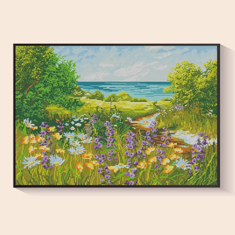 Seaside Wildflowers in the Summer Breeze diamond painting kit – DIY art by DYC