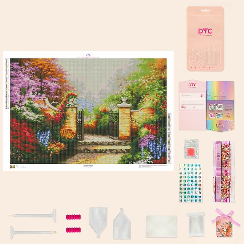 Complete Secret Garden Gate in Bloom Diamond Art Kit with drills and tools | DYC