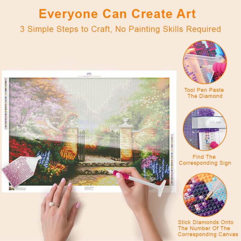 Step-by-step DIY process – Secret Garden Gate in Bloom Diamond Painting Kit | DYC