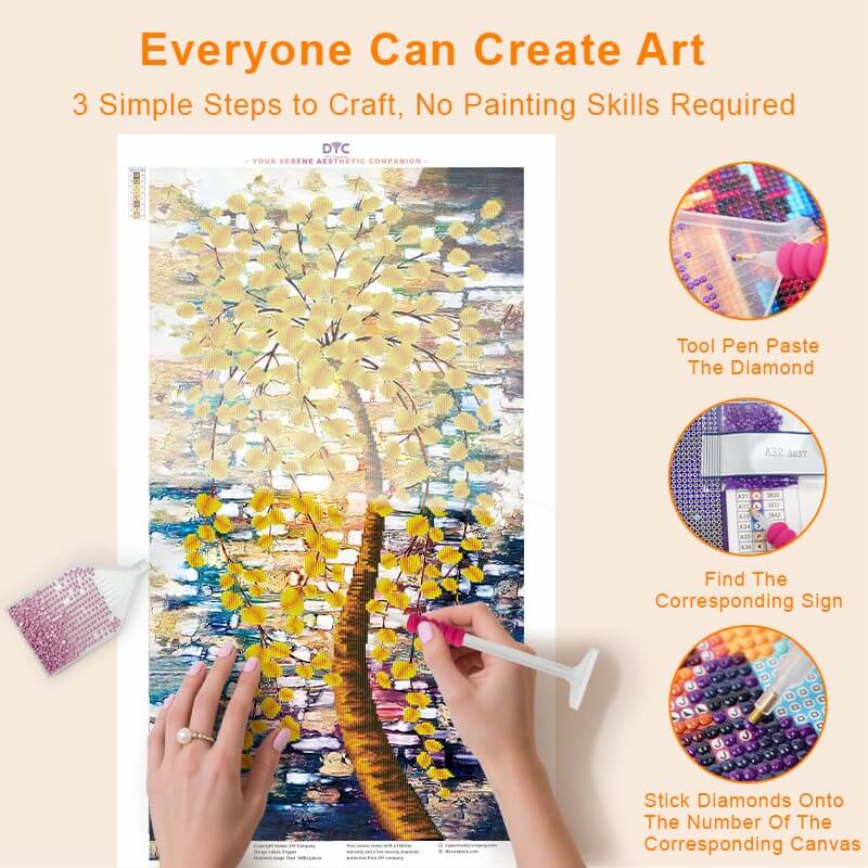 DIY steps for Shadow of the Trees diamond painting kit – DYC