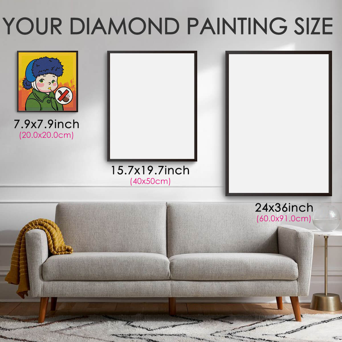 Diamond painting size guide – small to large Smoke-Free Ambassador kit