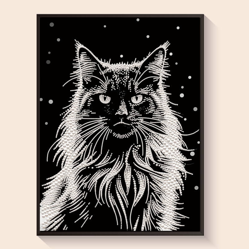 Snow Cat pearl painting kit – DIY art by DYC