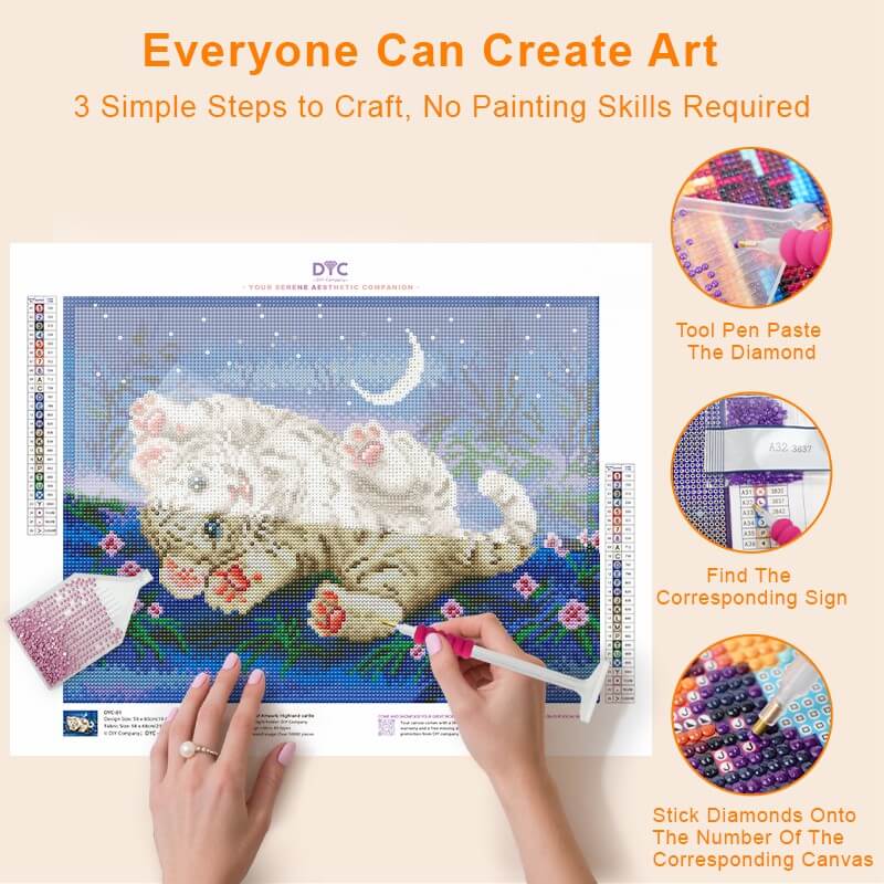 Relaxing DIY process of Snow Leopard Diamond Painting Kit | DYC