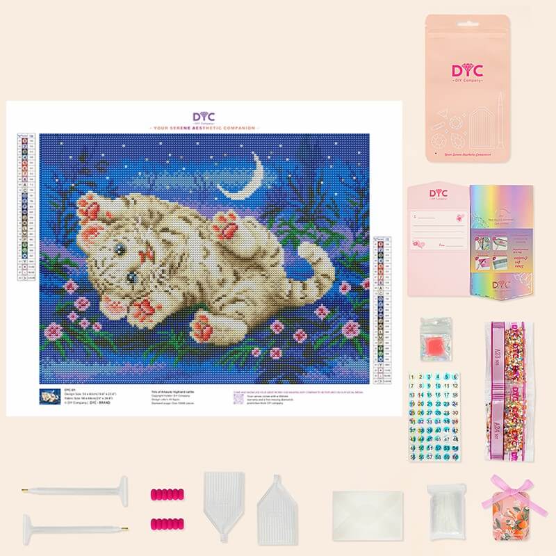Lifestyle photo of completed Snow Leopard Diamond Painting Kit on wall | DYC