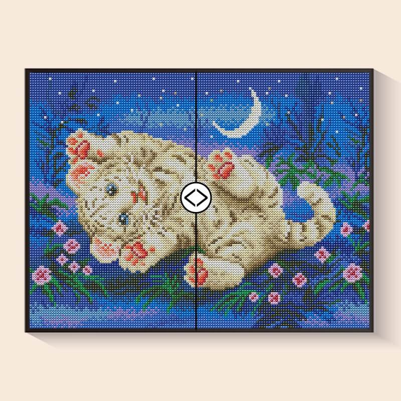 Original reference photo compared with Snow Leopard Diamond Painting Kit | DYC