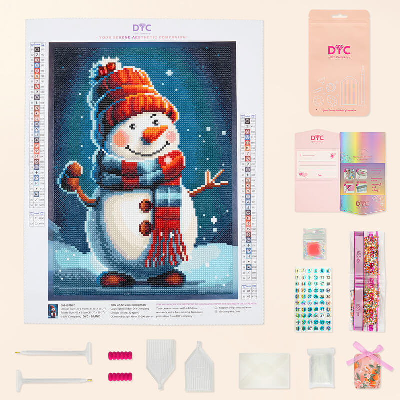 Complete snowman Christmas diamond painting kit with tools and drills DYC
