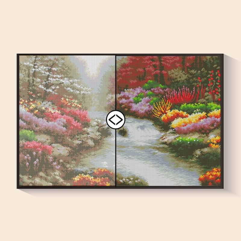 Before and after comparison – Spring with Blossom Diamond Painting Kit | DYC