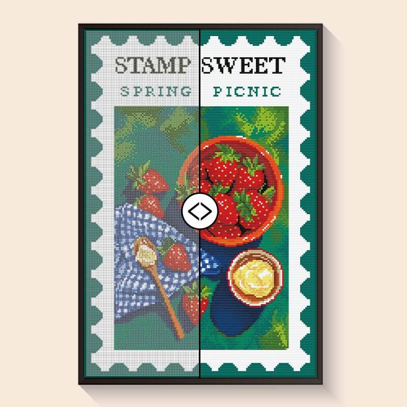 Original photo vs finished Spring Picnic diamond art – DYC