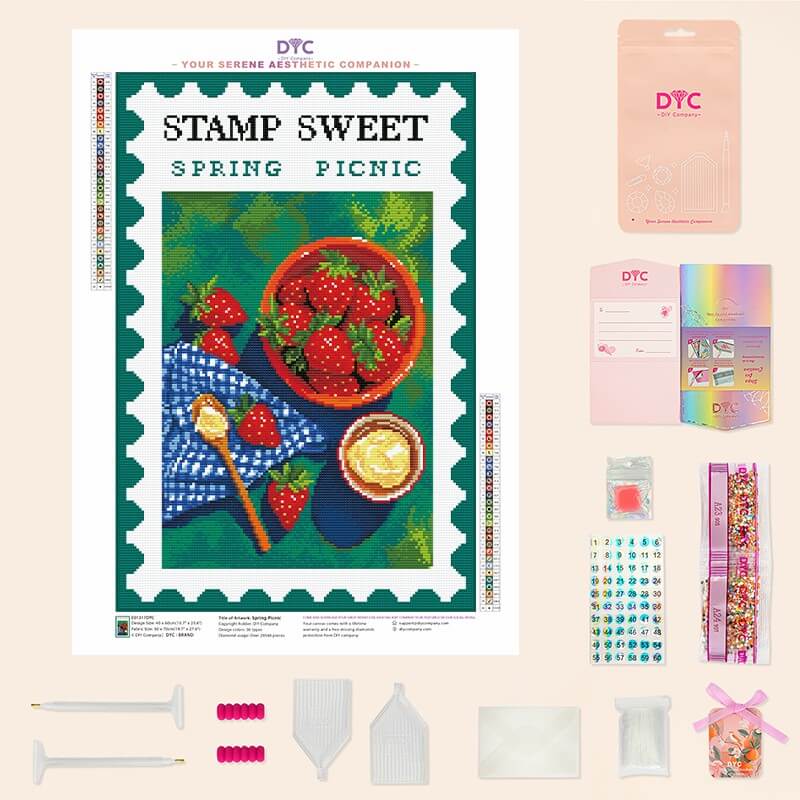 Complete diamond painting kit – Spring Picnic with tools by DYC