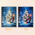 Before and after comparison of Squirrel's Christmas Glow diamond painting