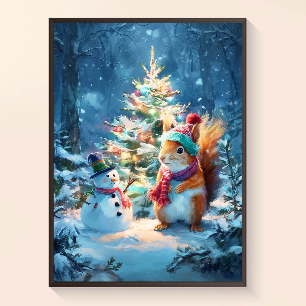 Reference artwork for Squirrel's Christmas Glow Christmas diamond art