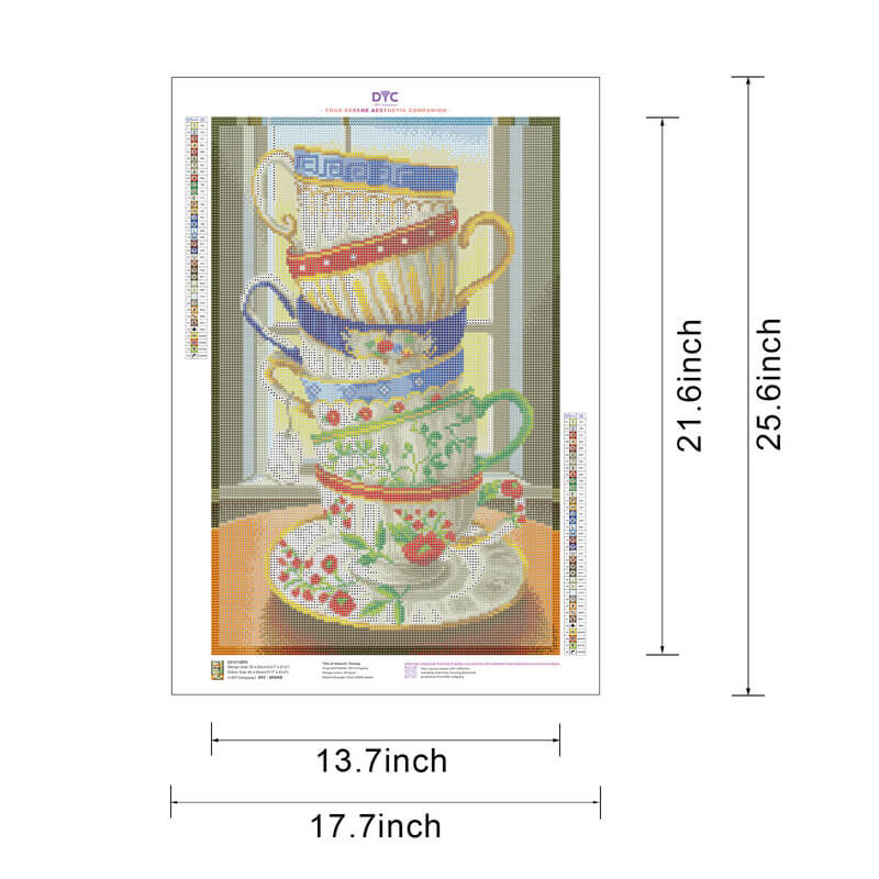 Diamond painting size guide – small to large stacked teacup kit