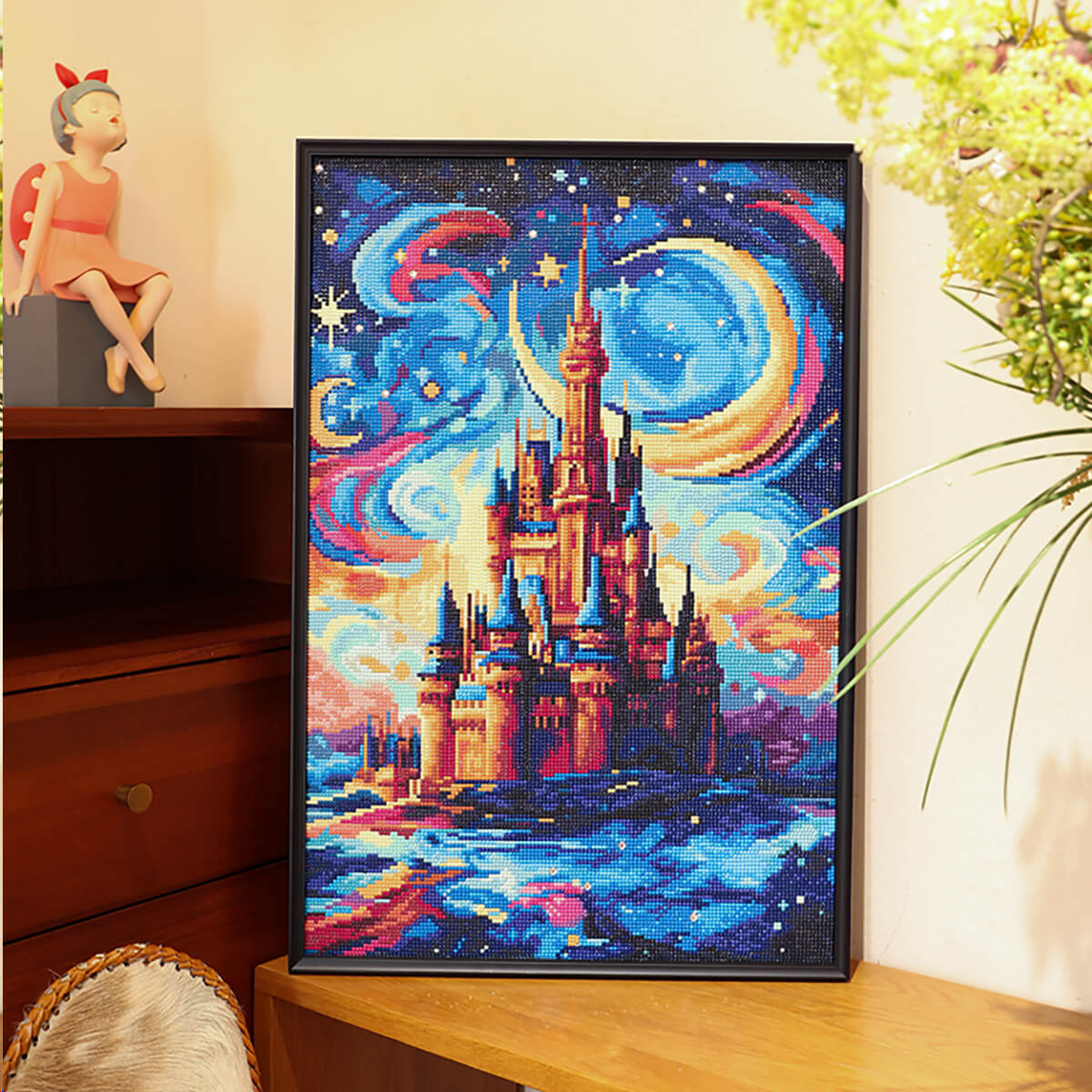 Fantasy castle diamond painting as home wall décor – Starry Night Castle Dreams by DYC