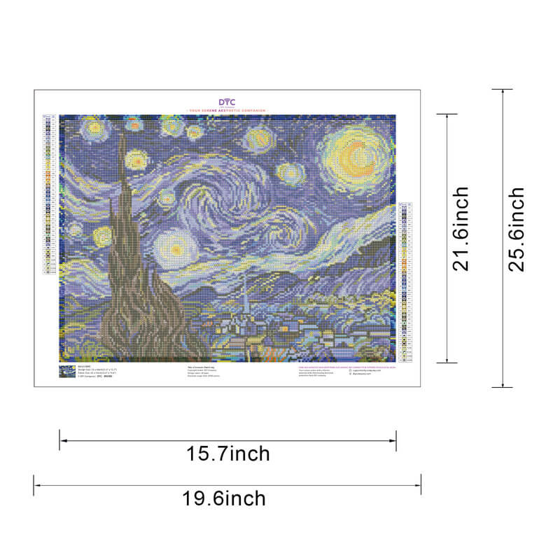 Diamond painting size guide – Starry Night Van Gogh kit – DYC