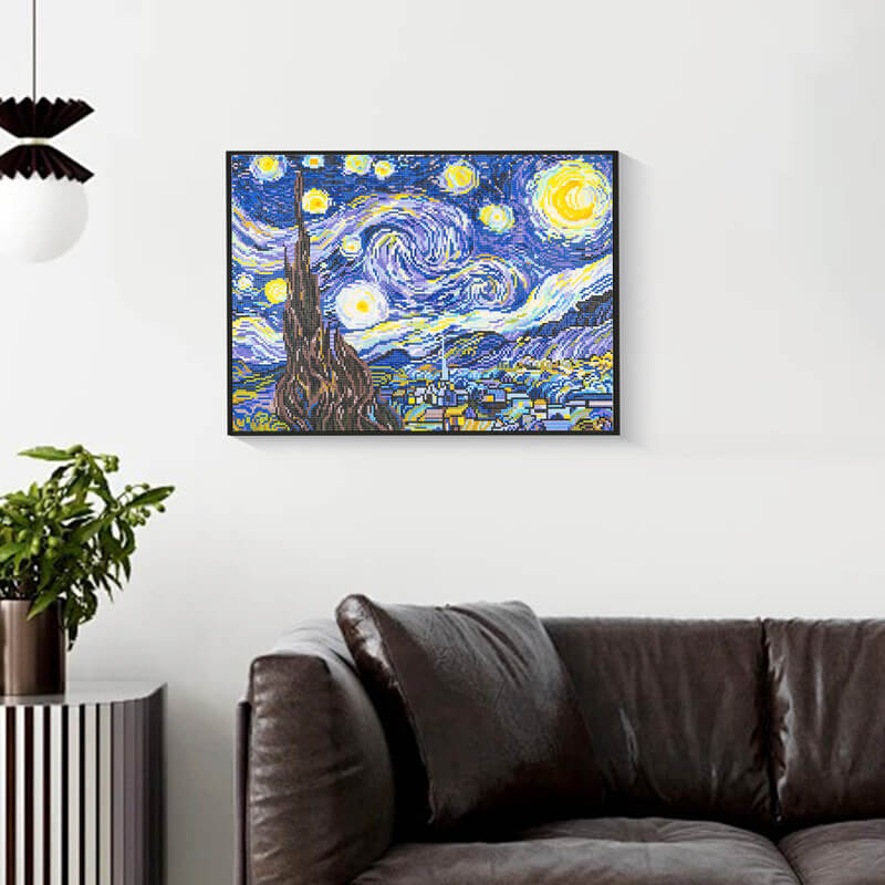 Finished Starry Night Van Gogh diamond painting kit result – DYC