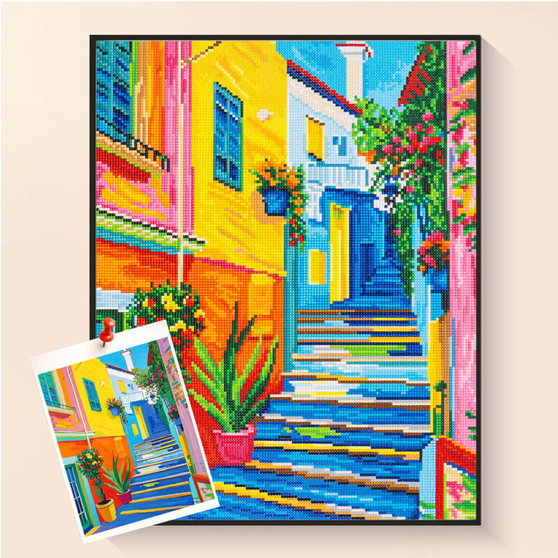 Street corner in Manarola diamond painting kit — DYC