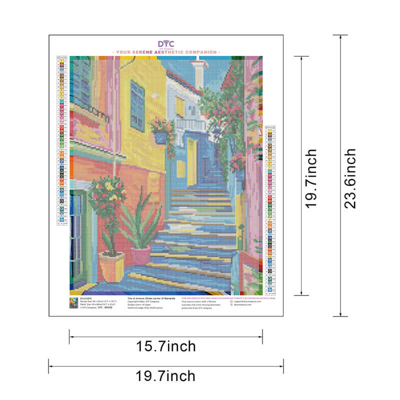 Diamond painting size guide — Street corner in Manarola kit — DYC