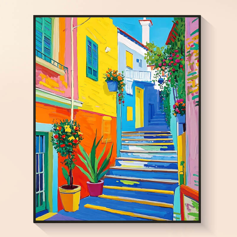 Original reference photo for Street corner in Manarola custom diamond painting — DYC