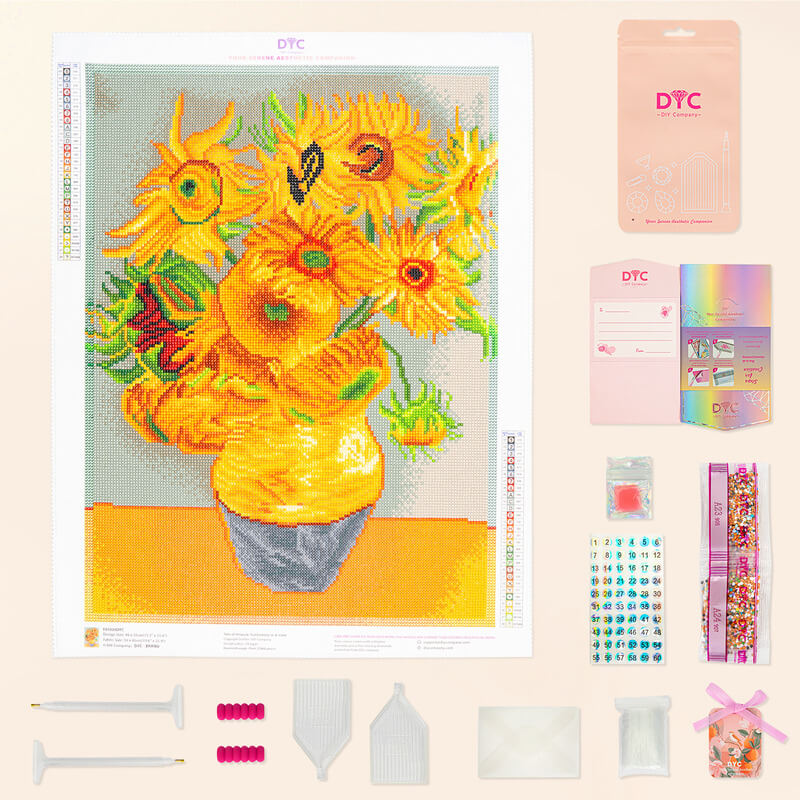 Complete sunflower diamond art painting kit with tools DYC