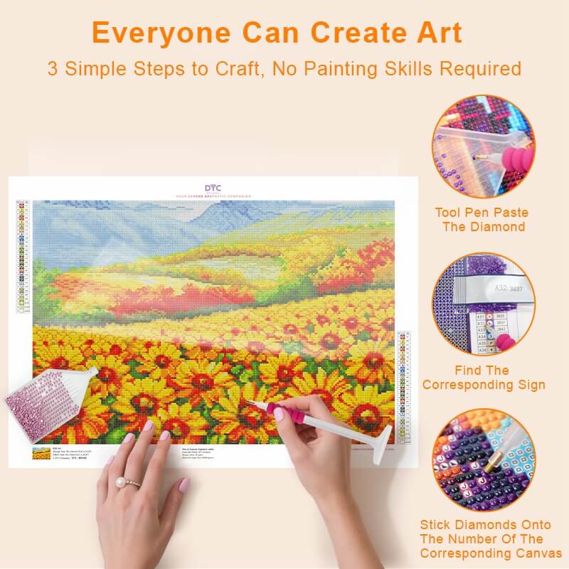 Relaxing DIY process of Sunflower Diamond Painting Kit | DYC