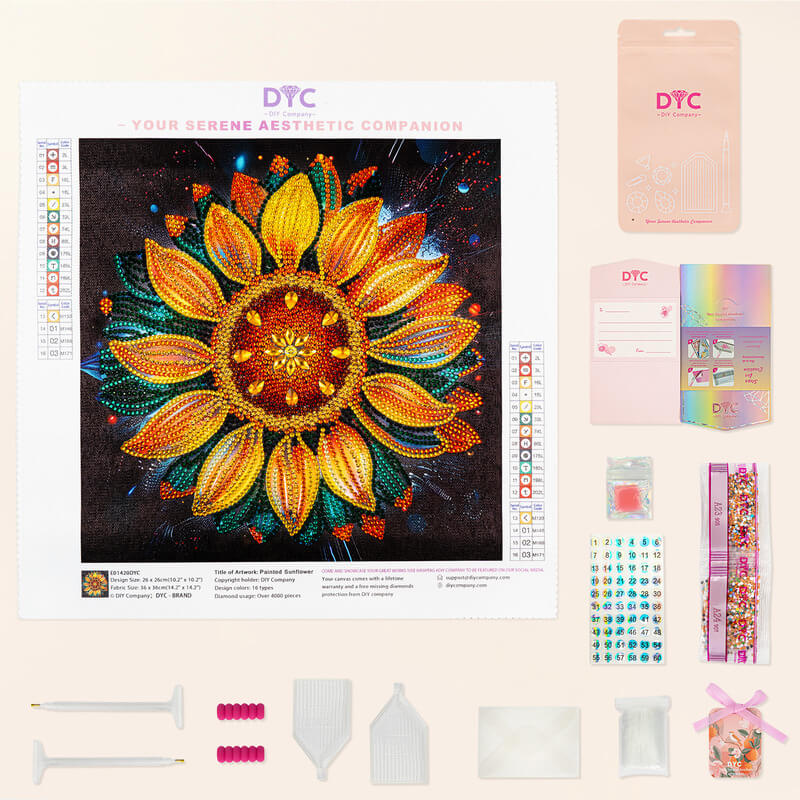 Complete sunflower diamond painting kit with tools – DYC