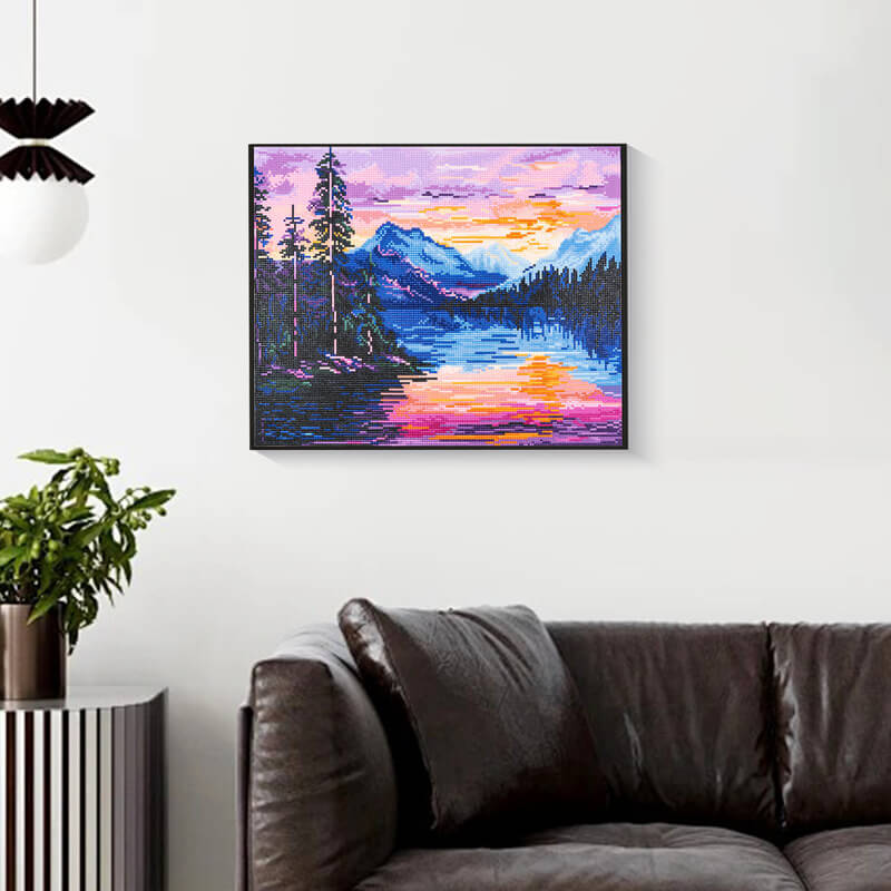 Sunset Lake diamond painting wall décor for living room – DYC