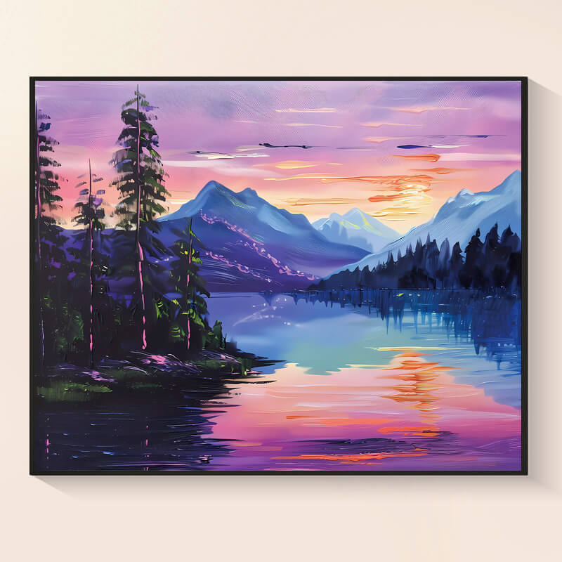 Reference photo for Sunset Lake landscape diamond painting – DYC