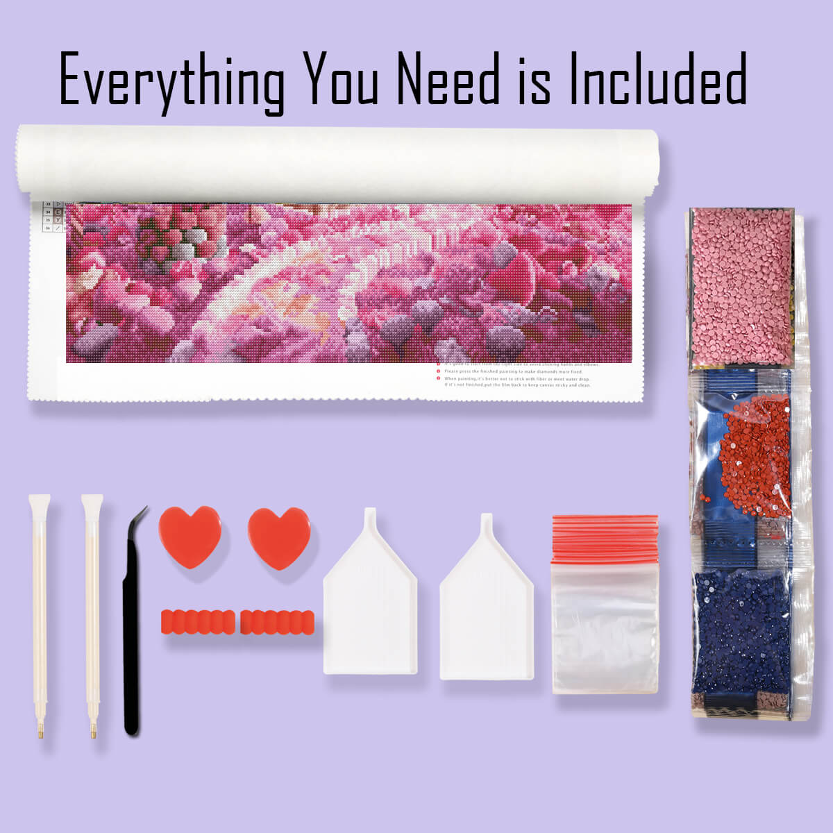 Complete diamond painting kit – The Pink Cottage with tools by DYC