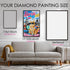 Size guide for Travel with the Glam Cat diamond painting kit