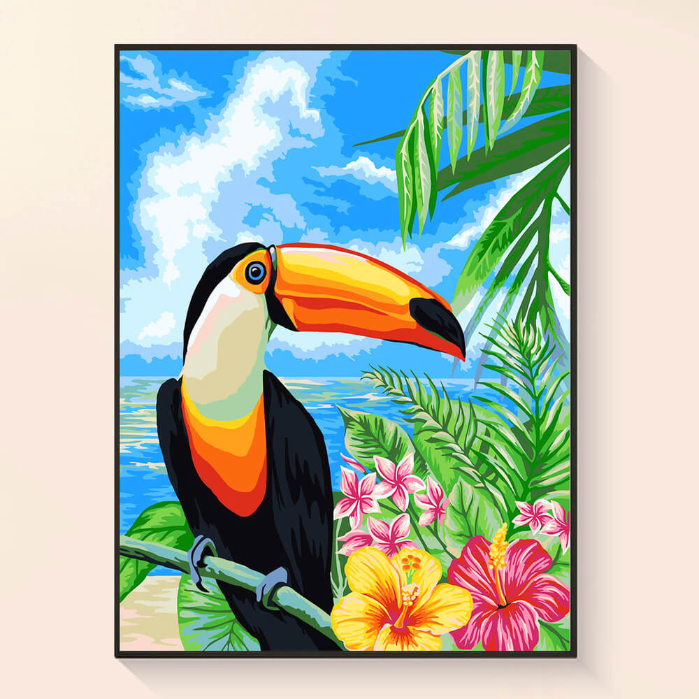 Tropical bird painting reference for toucan diamond art kit