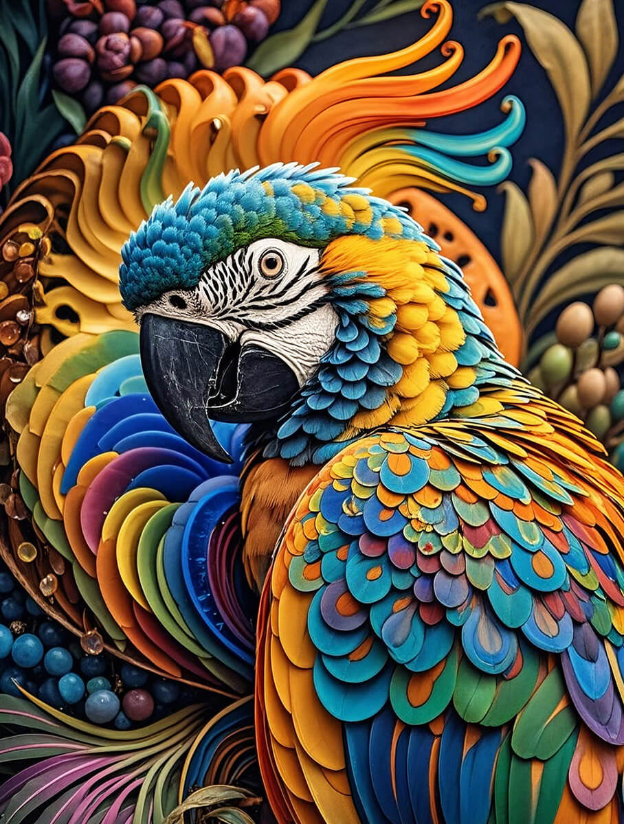 Tropical Vibrance Parrot diamond painting kit – DIY art by DYC