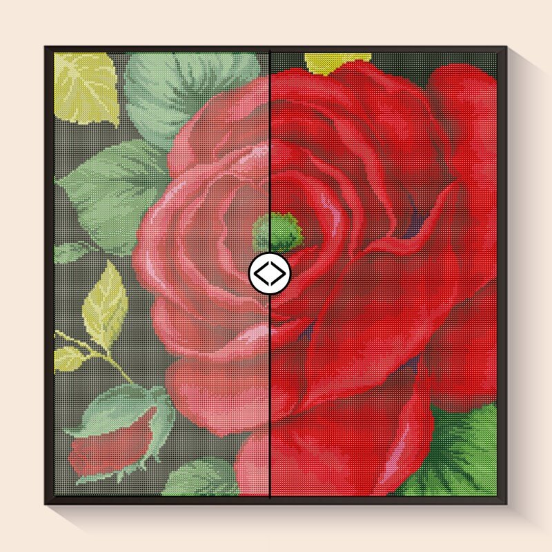 Before and after comparison – Velvet Heart Rose Diamond Art Painting Kit | DYC
