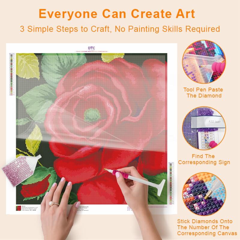Step-by-step DIY process – Velvet Heart Rose Rose Diamond Painting Kit | DYC