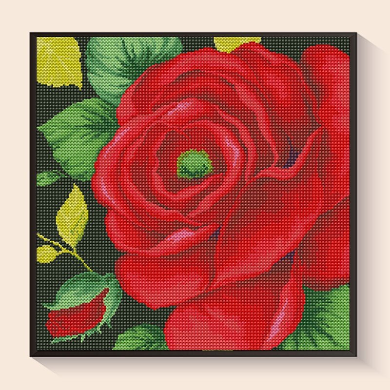 Velvet Heart Rose Diamond Painting Kit – Elegant red rose diamond art | DYC
