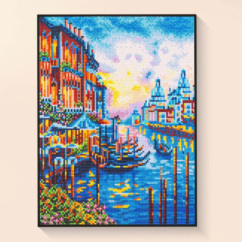 Venice sunset diamond painting kit – Coastal town art by DYC