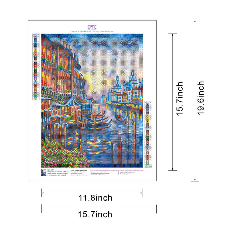 Diamond painting size guide – Venice sunset coastal town kit – DYC