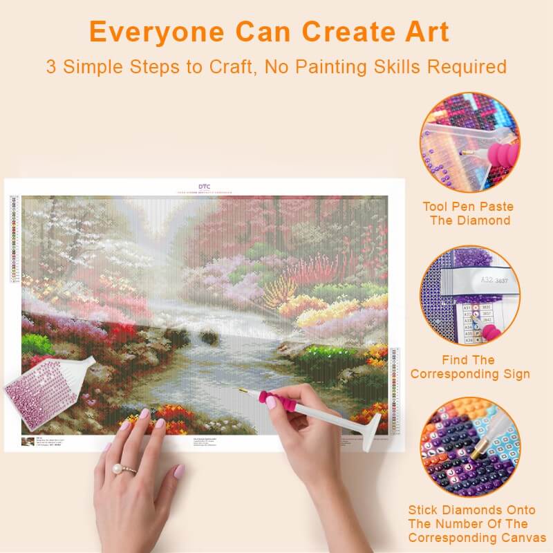 Step-by-step DIY process – Whispers of Spring Blossom Diamond Painting Kit | DYC