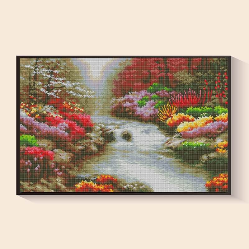 Whispers of Spring Diamond Painting Kit – Blossom and flowing stream art | DYC