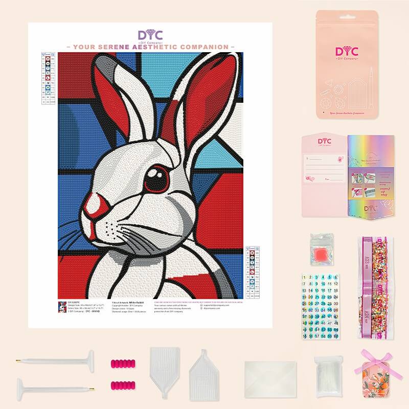 Complete diamond painting kit – White Rabbit with tools by DYC