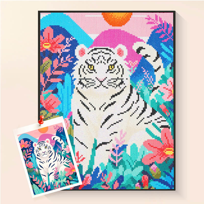 White Tiger diamond painting kit majestic jungle animal diamond art DYC