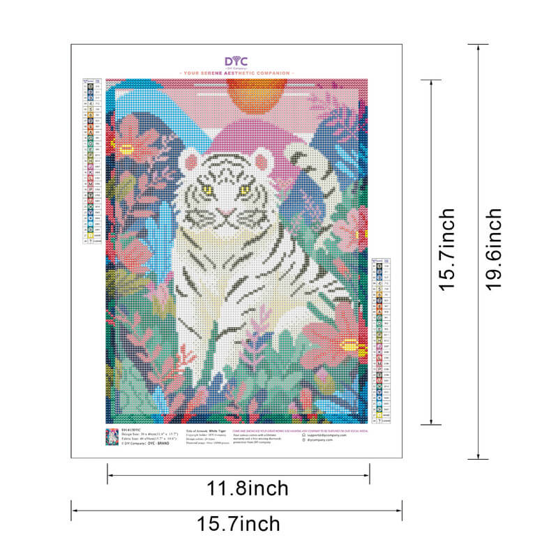 White Tiger diamond painting kit size options guide DYC