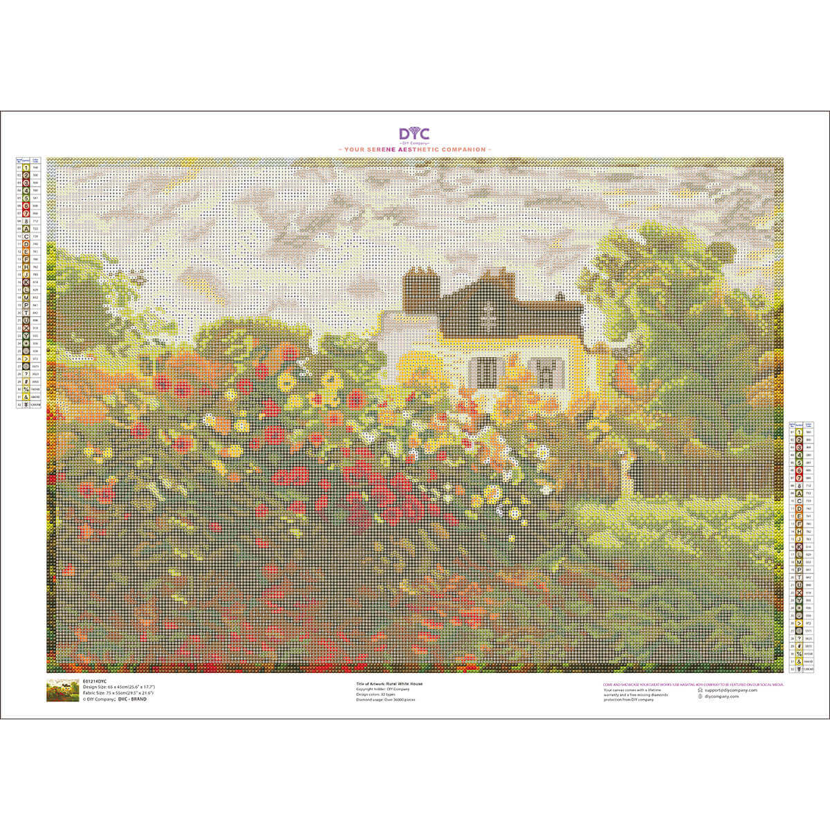 Mockup of wildflower meadow hut countryside cottage diamond art painting