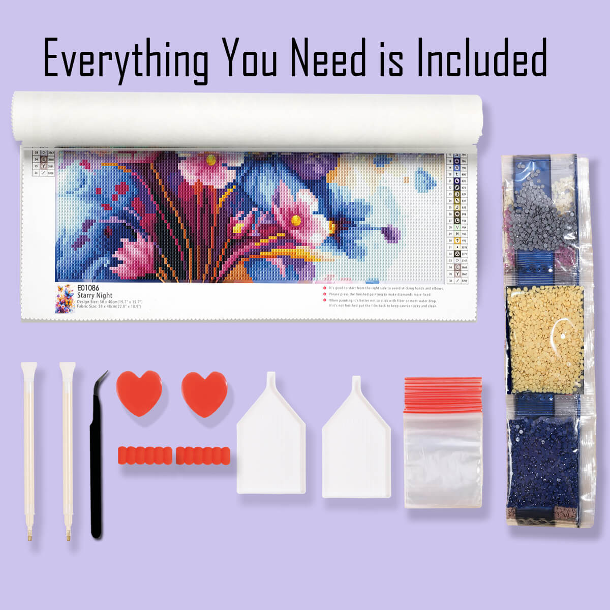 Complete diamond painting kit – Wings in Bloom butterfly and floral design by DYC