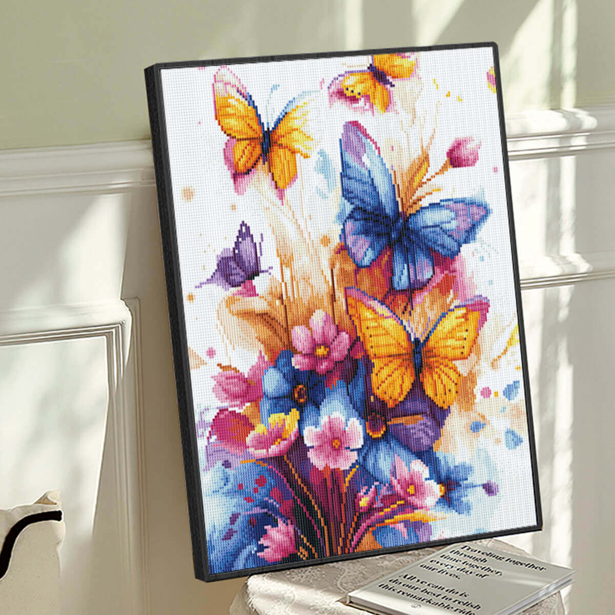 Wings in Bloom butterfly diamond painting as wall décor – vibrant and artistic design by DYC