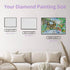 Size chart of winter landscape diamond painting snowlit path cottage
